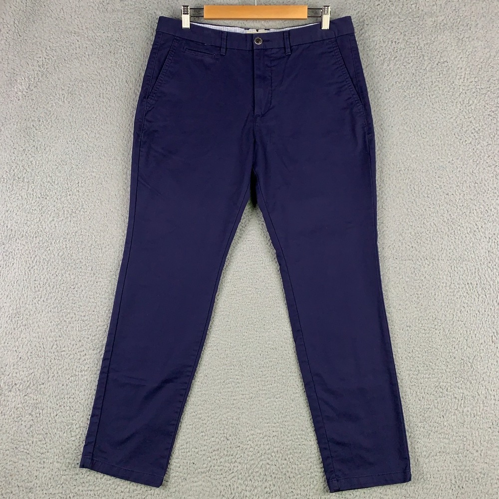 Perk Chino Pants Mens 34 x 30 Riverside Blue Feel Slim Tapered Fit Good Comfort